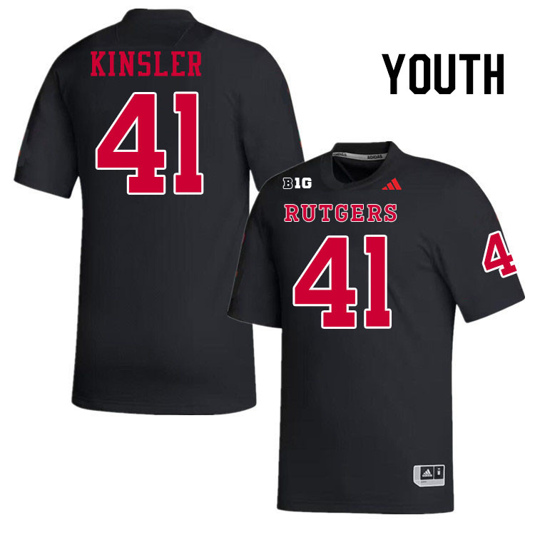 Youth #41 Jordan Kinsler Rutgers Scarlet Knights 2024 College Football Jerseys Stitched-Black